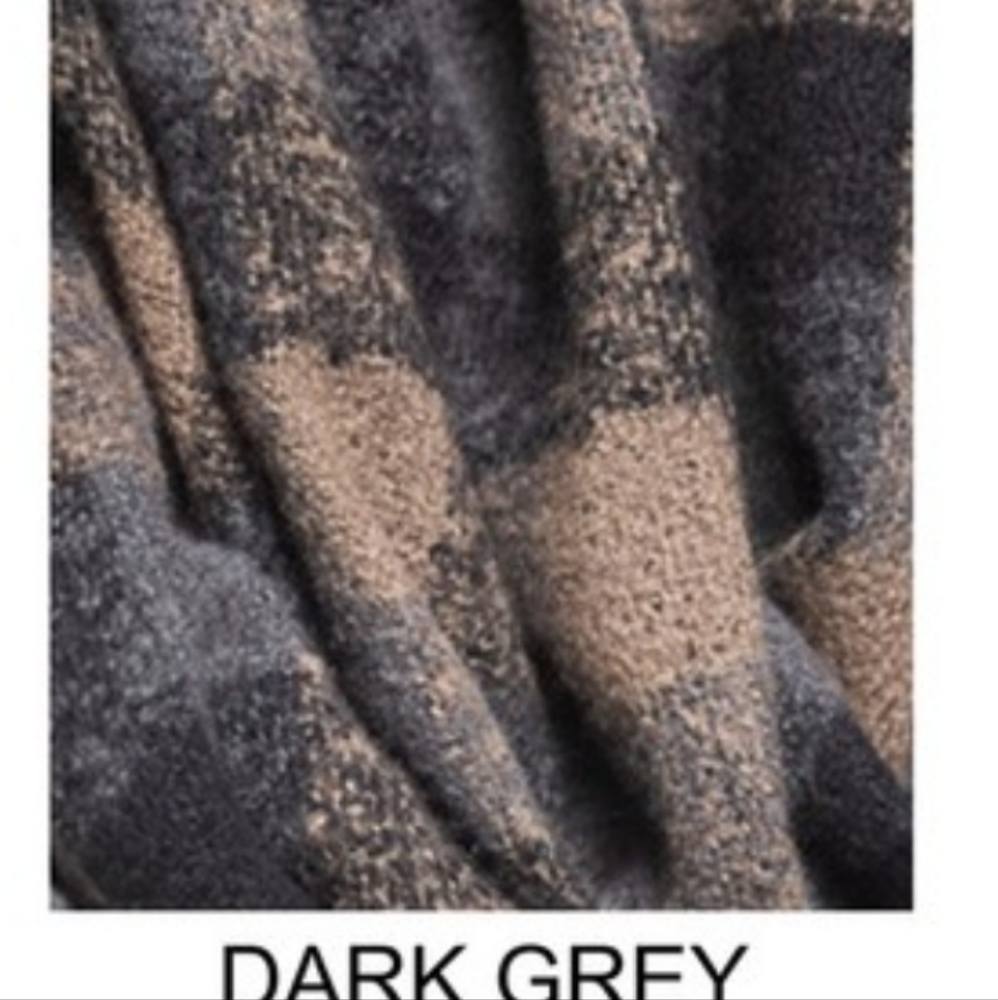 Dark Gray Multi Colored plaid infinity scarf with… - image 2